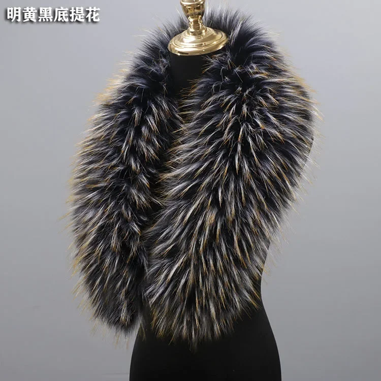 2021 고품질 가짜 모피 칼라 여성 겨울 따뜻한 액세서리 90*20cm 럭셔리 남성 다운 재킷 후드 모피 장식 스카프 목도리