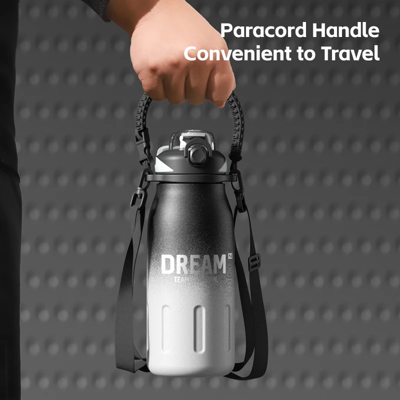 One Hand Open Outdoor Portable Thermos Bottle,with Paracord Handle,Large Capacity Insulated Bottle Leak-proof Water Bottle 3 One Hand Open Outdoor Portable Thermos Bottle,with Paracord Handle,Large Capacity Insulated Bottle Leak-proof Water Bottle 3