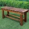 Outdoor Garden Bench 2 Person Wood Patio Bench Weatherproof Outdoor Backless Bench Anti Corrosion and Anti Rust Garden Benches f 1