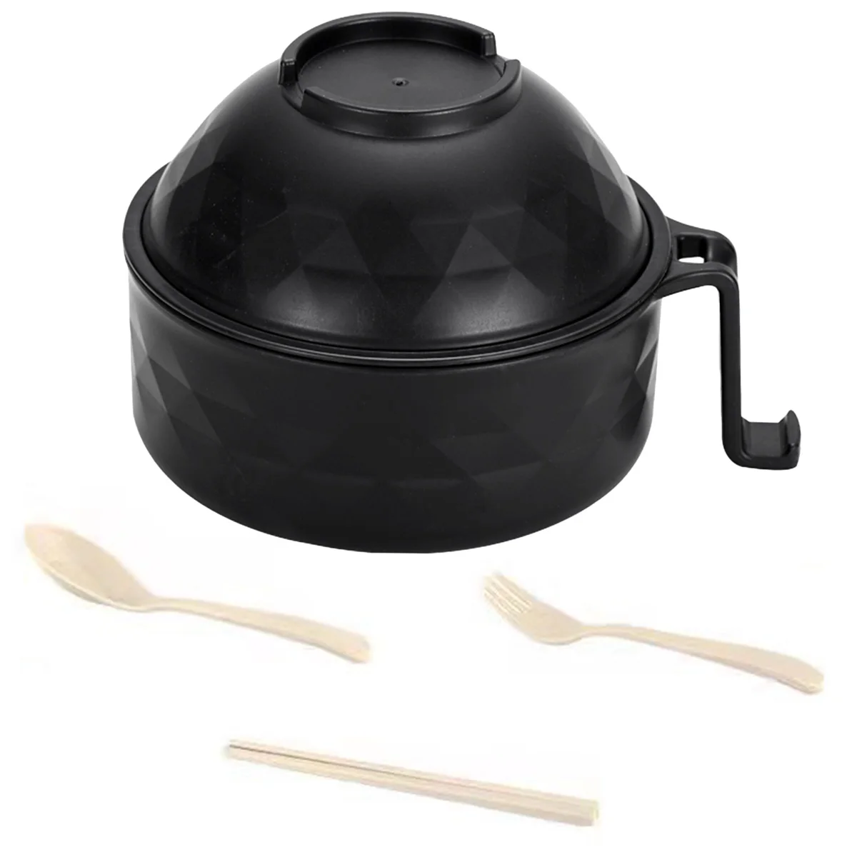 Microwave Ramen Bowl Set with Spoon Fork Chopsticks 1200ml Food Grade
