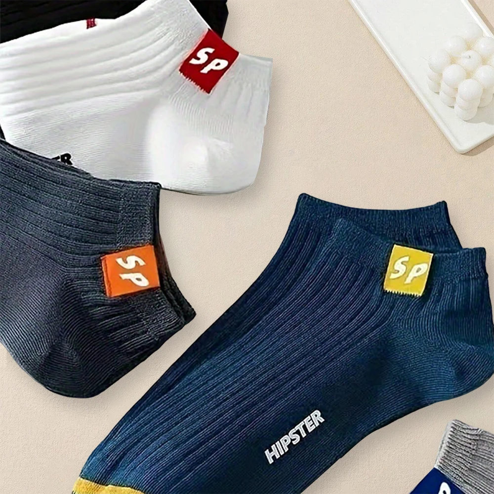 5 Pairs Women plain color boat socks Trendy Versatile Shallow Mouth Comfortable Soft Breathable Casual