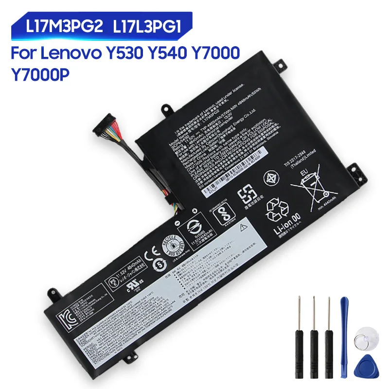 Сменный аккумулятор для Lenovo Y540, Y530, Y7000P, Y7000, L17M3PG2, L17L3PG1, L17M3PG3, L17C3PG1, 4955 мАч