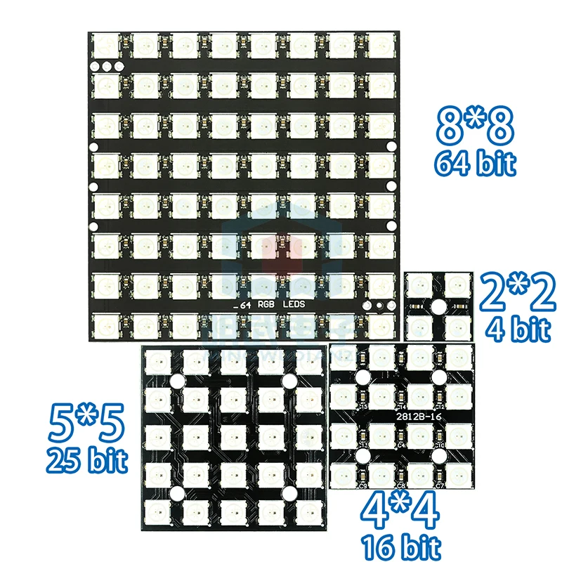 

4/16/25/64-bit WS2812 5050 RGB светодиодный Встроенный полноцветный драйвер-фонарь макетная плата