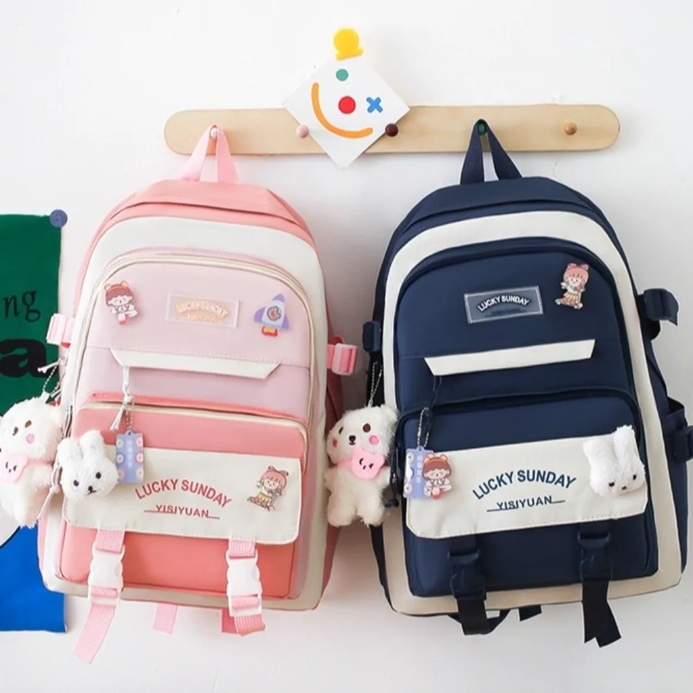 5 Pcs New Large Capacity Backpack Set Breathable Buckle Student Schoolbag Multifunctional Crossbody Bag College 2
