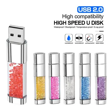Fashion Diamond Logo Customised Crystal With LED Light metal USB flash Drive pen drive 8GB 16GB 32GB Jewelry memory stick usb 1
