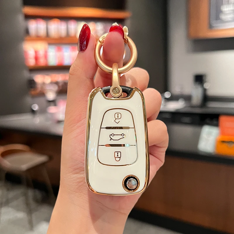 HIBEYO Sleutelhoes Voor Kia & Hyundai - TPU Beschermhoes Met Sleutelhanger | Past Op Kia K5, Rio, Hyundai I20, I30 En Meer