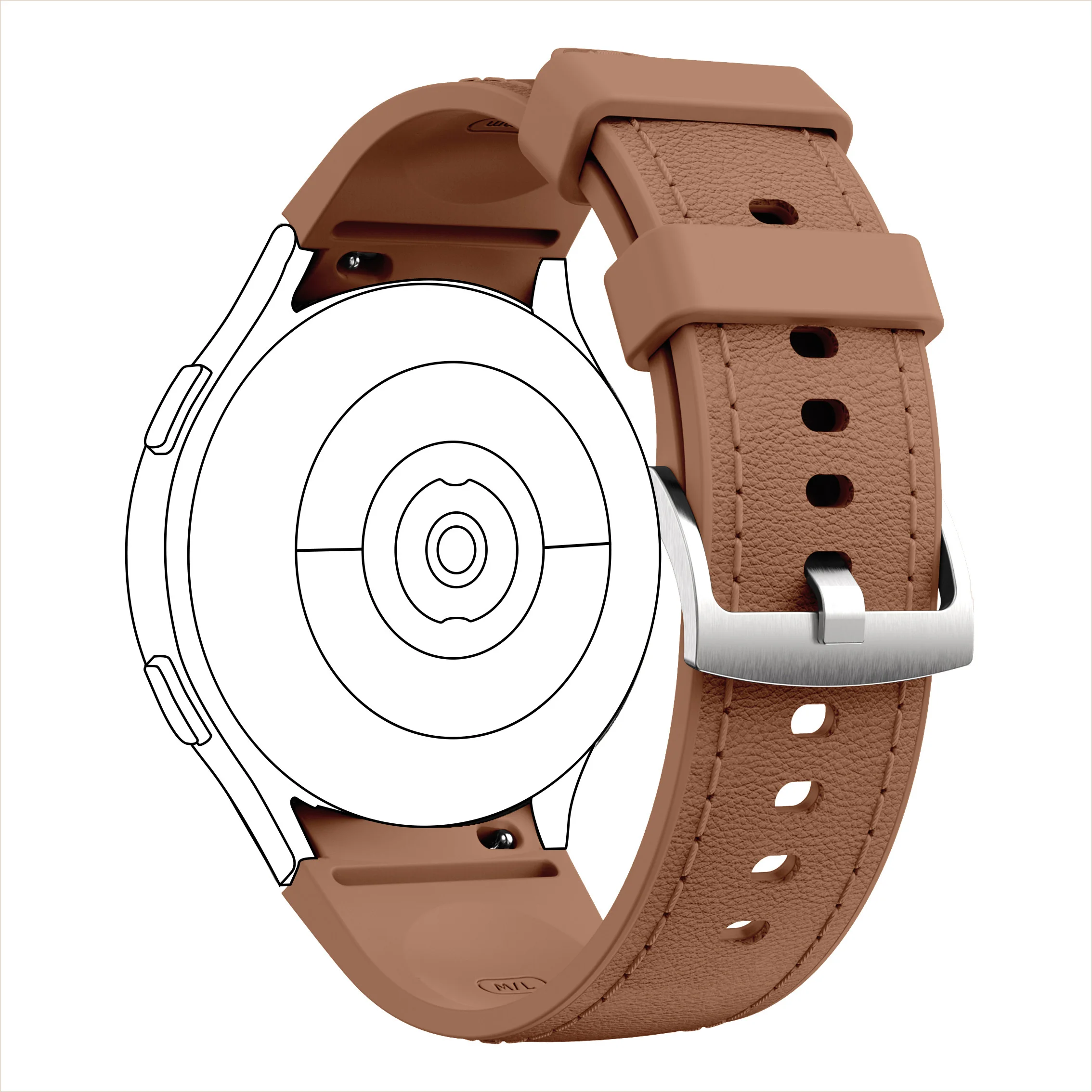 Premium Genuine-Like Leather Watch Strap with Secure Buckle - Classic and Durable Design