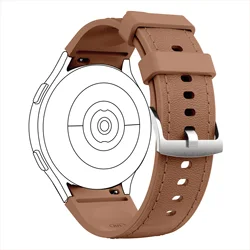 Premium Genuine - Like Leather Watch Strap with Secure Buckle - Classic and Durable Design - Galaxy Watch6 44mm (Dark Brown)