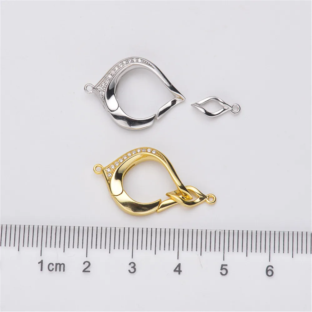 

S925 Sterling silver Cubic Zirconia Clasp DIY Beads Jewelry Making Accessories Silver/Gold Metal Connector Clasps Findings