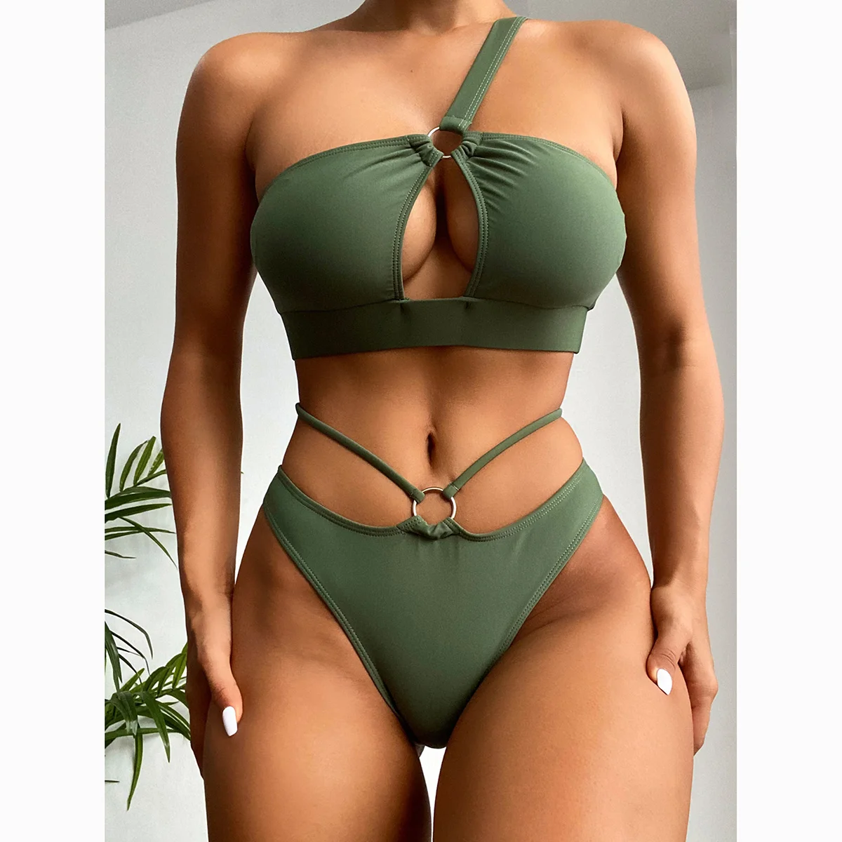 

Sexy Bikini 2022 One Shoulder Women Swimsuit Brazilian Thong Bikini Set Push Up Swimwear For Women Bathing Suit Swim Beachwear