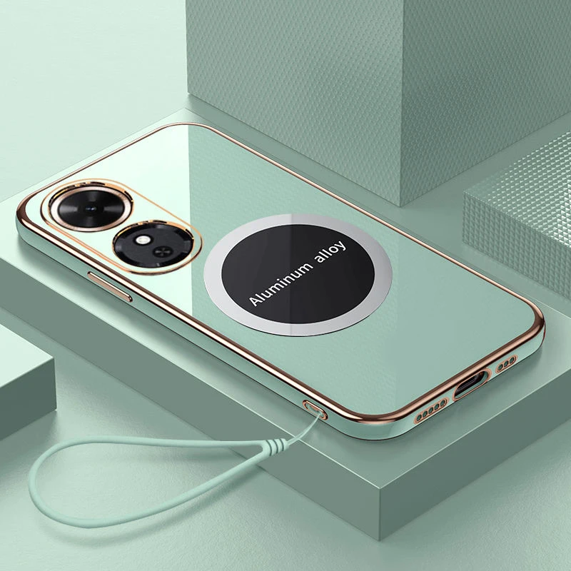 Luxury Magnetic Attraction Square Plating Shockproof Silicone Phone Case