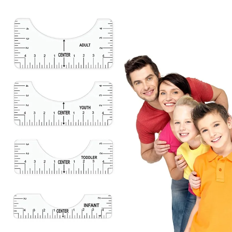 4pcs T-Shirt Ruler Guide Shirt Alignment Tool T-Shirt Alignment Ruler with  Clothing Size Chart for Adult Youth Toddler Infant - AliExpress