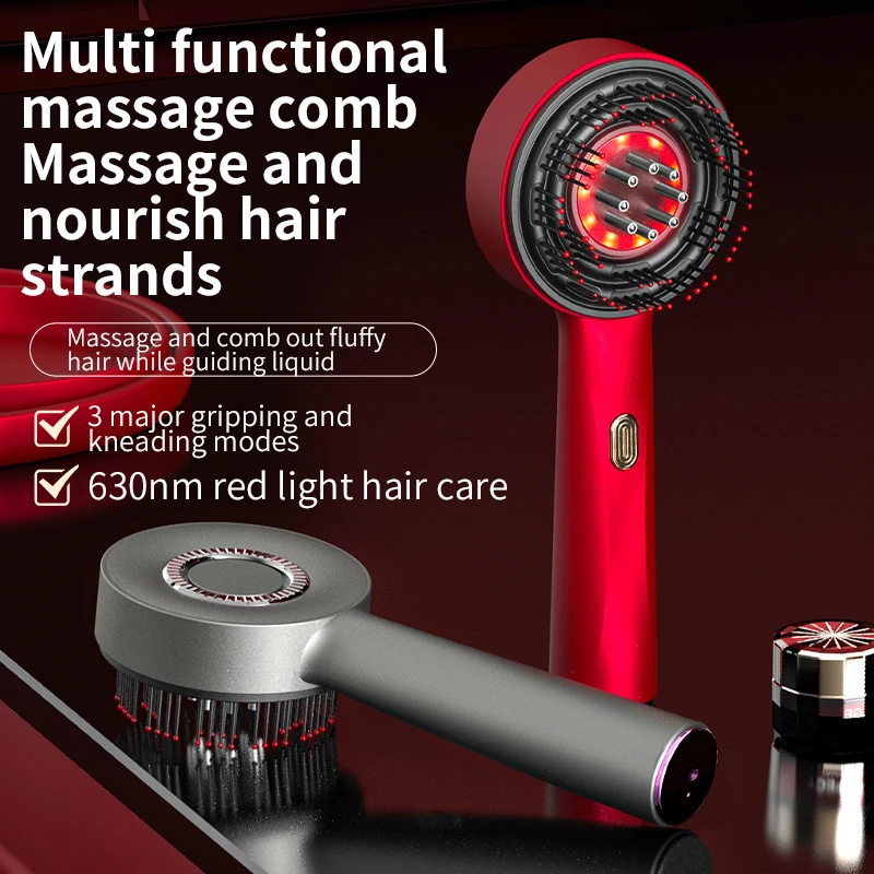Electric Massage Comb Vibration Red Light Therapy Hair Growth Massage Scalp Brush Anti Hair Loss Liquid Oil Applicator