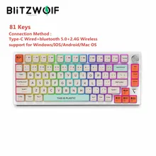  BlitzWolf BW-KB3 Three-Mode Mechanical Gaming Keyboard 81keys Keyboard Wireless / Wired Hot Swappable RGB Lighting for PC Laptop 