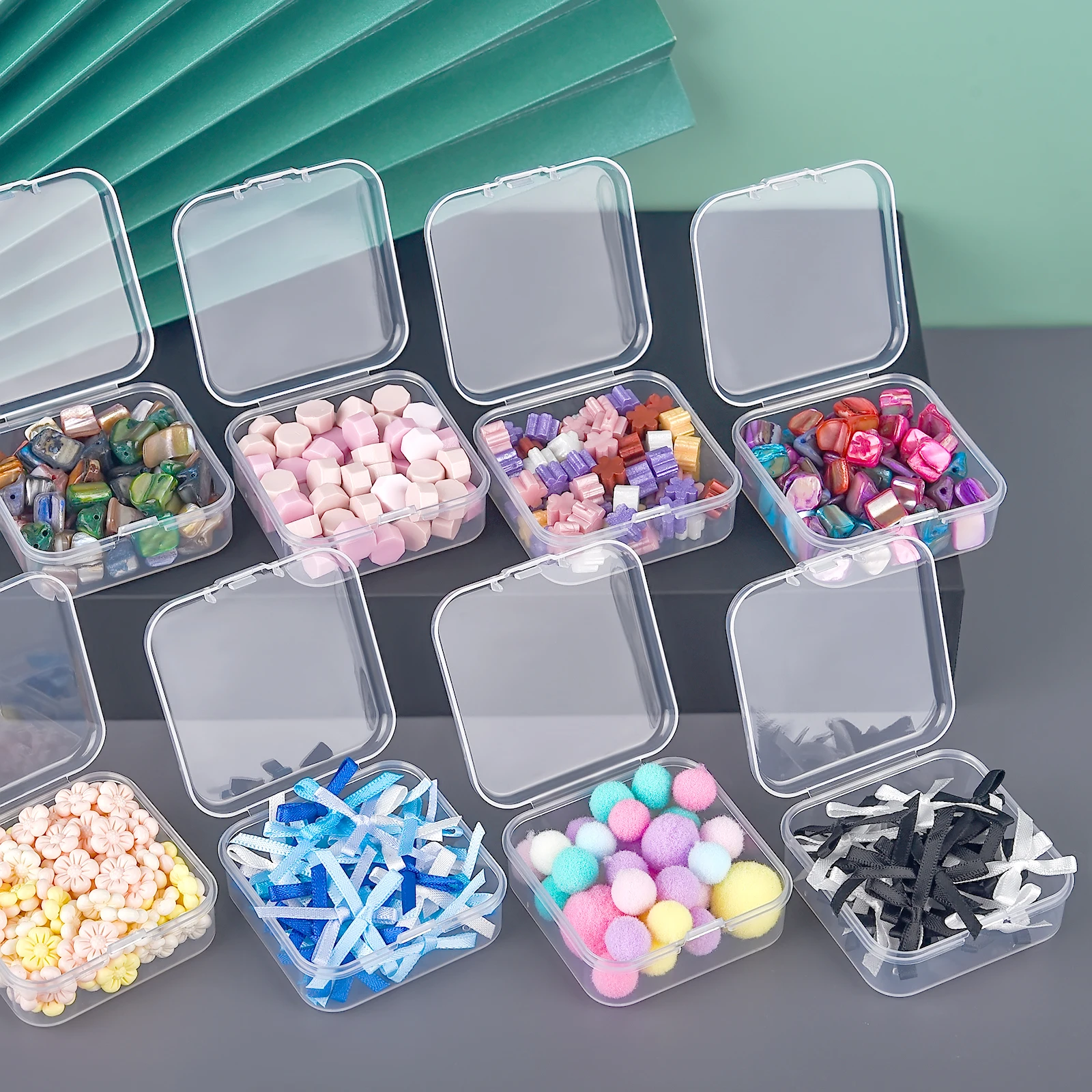 1 Set Beaded Storage Box Nail Art Jewelry Earring Box Plastic Seed Bottle DIY Diamond-Painting Rhinestone Craft Accessories