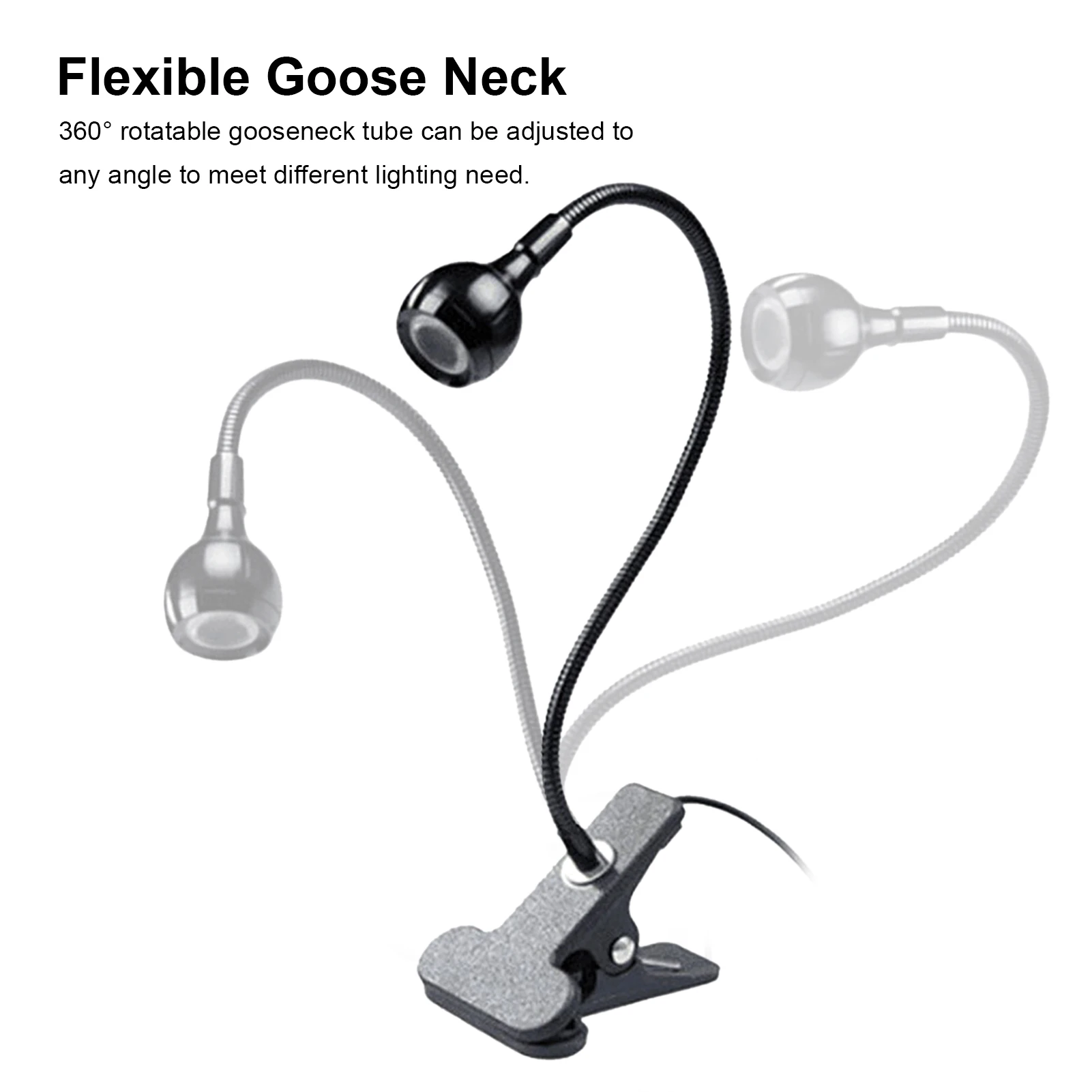 3W 395NM Nail Glue Curing Lamp Portable LEDs Desk Light Flexible Goose Neck Ultraviolet Lamp with Clamp & Switch for Nail Glue