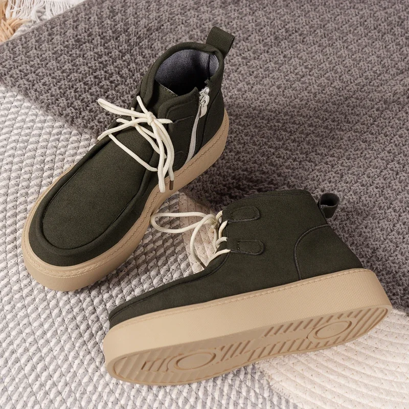 

Сапоги женские замшевые до середины икры, модная зимняя обувь на танкетке, резиновая подошва, без застежки, круглый носок, однотонные