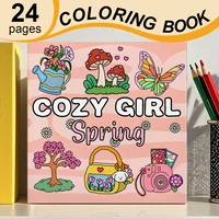 Cozy Girl Spring Art Coloring Book Adventure Color Cozy Adult Picture Book 24Page Cute Drawing Books Perfect Gift For Relaxation 1
