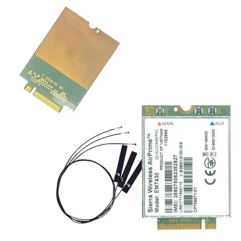 1세트 메탈 4G 카드 300Mbps WWAN 무선 EM7455 1103582 FDD/TDD LTE Cat6 NGFF M.2 4G 모듈 노트북 및 4G 라우터용-F(x)