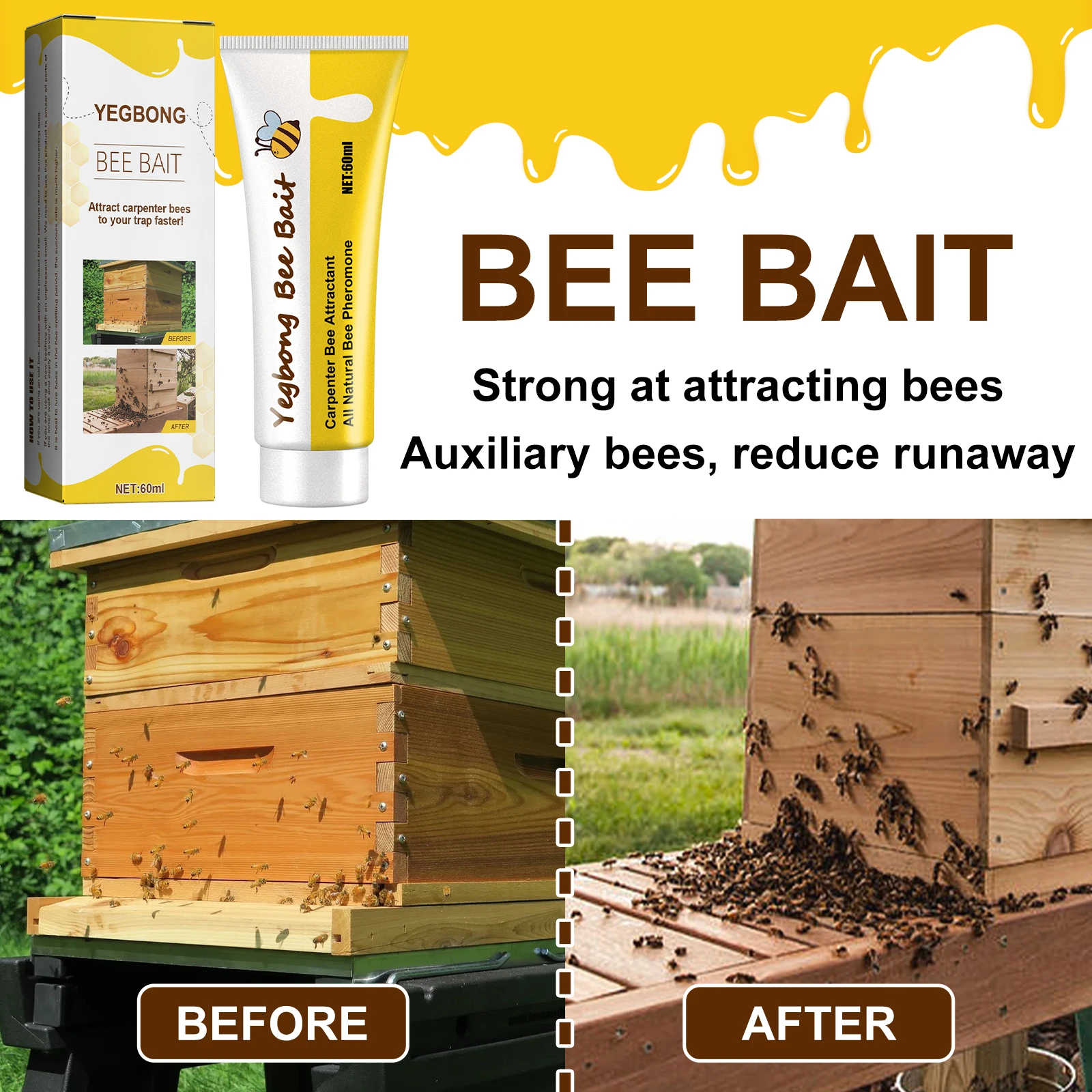 Beekeeping Tools Beekeeping Accessories Bee Attractant Lure Bee Attractant Swarm Commander Premium Hive Beekeeping Catching Bee Lure Bait Honey Collection Cage Pollen Trap Attract Bait