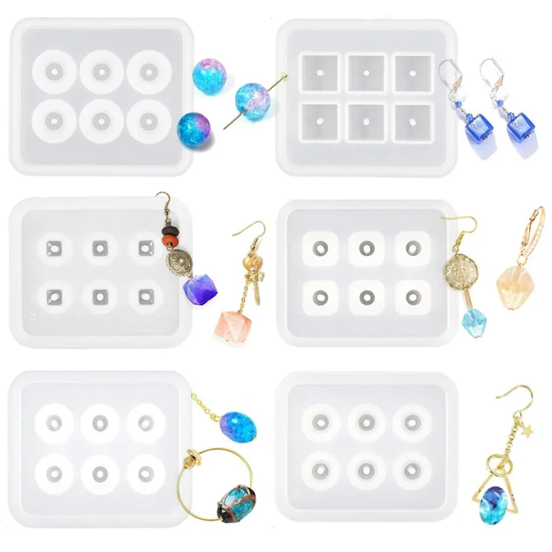 Cube Ball Bead Earring Pendant Silicone Mold Square Oval Bracelet Beaded Epoxy Mold DIY Jewelry Making Necklace Bracelet Tools transparent rectangle silicone bead mould square ball 6 hanging holes diy crafts epoxy mold resin molds for jewelry making tools