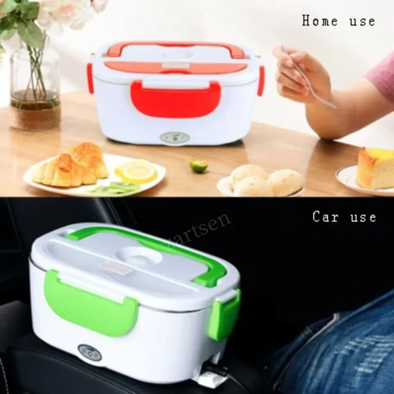 Electric Food Warmer Portable 12/24V/110/220V Dual Use Home Truck Car Electric Heating Lunch Box Rice Food Warmer Container for Travel School Office