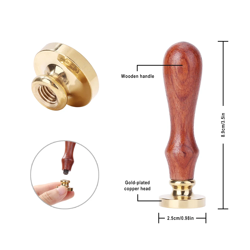 3D DIY Embossed Wax Seal Kit Vintage Round Sealing Head Replacement Removable for Christmas Gifts Wedding Birthday for Envelopes