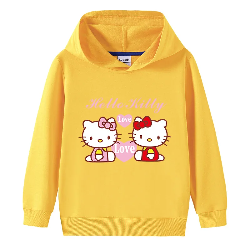 thumbnail image 1 of Hello Kitty nueva primavera otoño suéter con capucha de algodón para niños niñas moda pulóver Tops niños bebé Casual sudaderas deportivas, 1 of 5