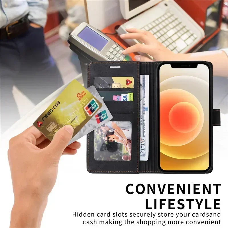 Luxury Leather Wallet Phone Case with Card Slots - Elegant Flip Cover Etui