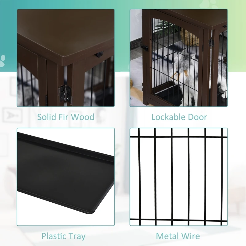 Title 6, Wooden Decorative Dog Cage Pet Crate Fence Side...