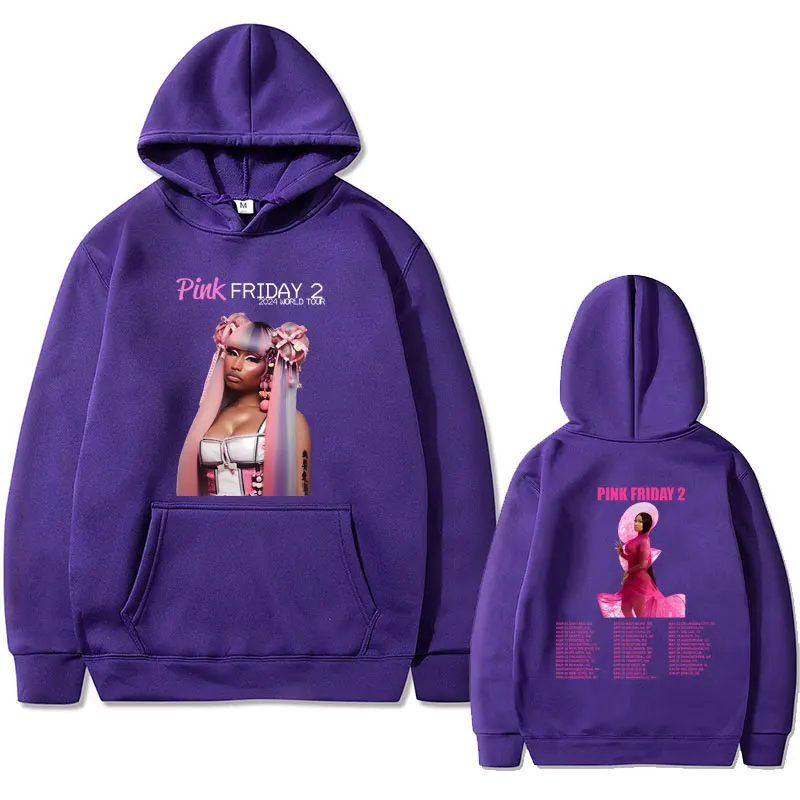 Rap Queeen Nicki Minaj Pink Friday 2 Album Print Hoodie Male Fashion Hip Hop Sweatshirt Men Women Vintage Oversized Streetwear