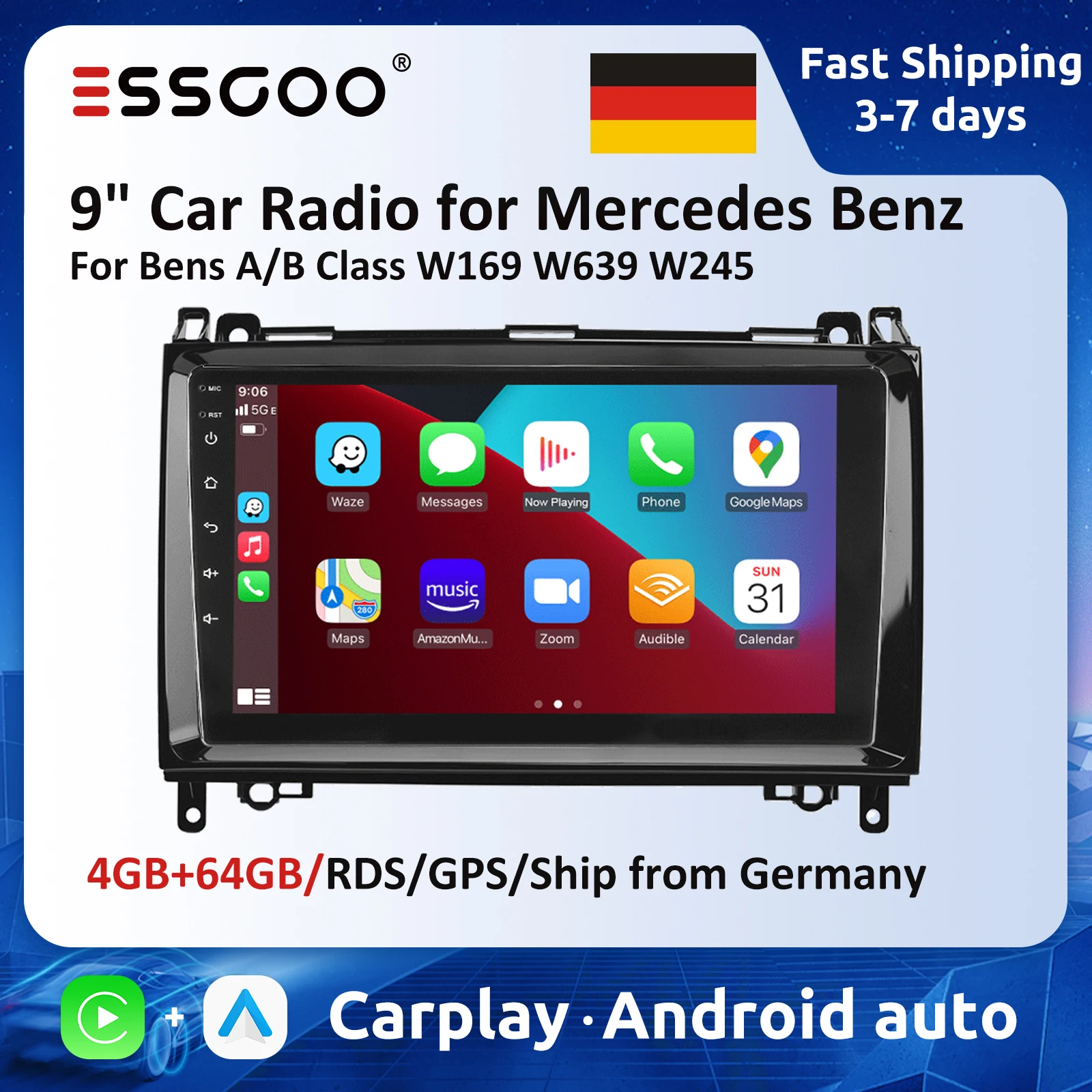 KAM+ AUTORADIO FÜR Mercedes-Benz A/B Klasse/Vito W169 W639 W245 Navi
