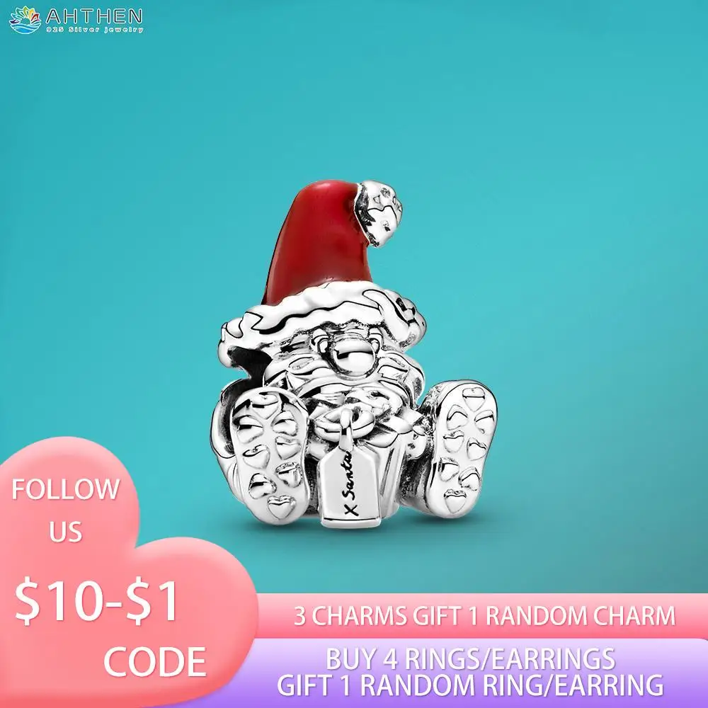 

Ahthen 925 Sterling Silver Beads Seated Santa Claus & Present Charm fit Original Pandora Bracelets for Women Jewelry Making Gift