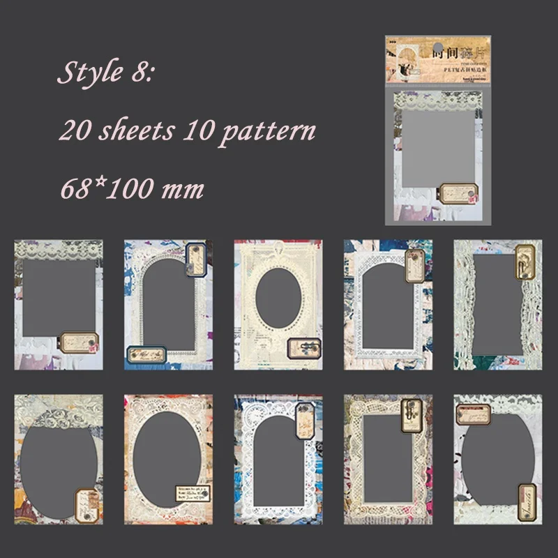 Vintage Frame Sticker Pack - 8 Style Scrapbooking & Handmade Craft Stickers
