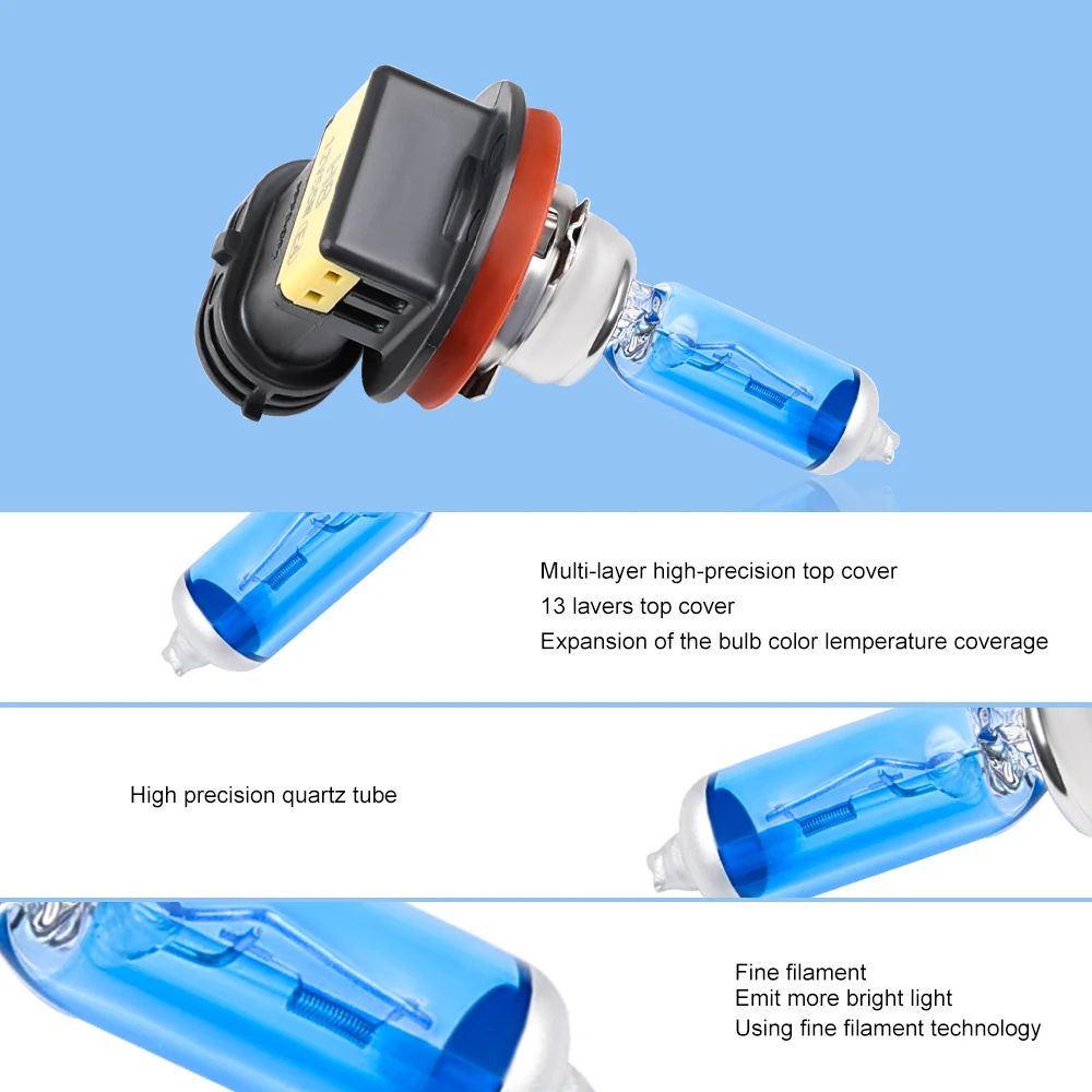 Car Headlights Lamp High Power Car Parking Lamp 2Pcs H8 55W 12V Super Bright Halogen Bulb Fog Lights Accessories