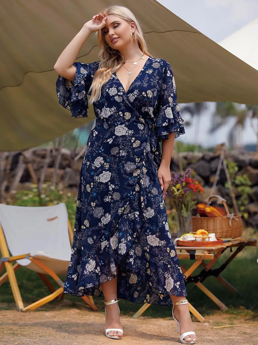 Vestido de verano de talla grande 4XL 5XL para mujer, moda 2024