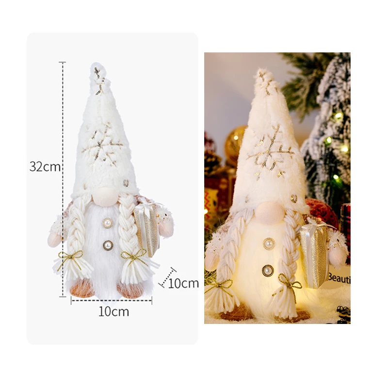 thumbnail image 1 of Muñecos navideños de Papá Noel azules con lentejuelas, gnomos retráctiles sin rostro, adornos para árbol de Navidad, regalo de Año Nuevo para el hogar, 1 of 5