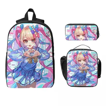3Pcs Needy Girl Streamer Overload Backpack Set for Girls Boys Pen Bags Bookbag Sets with Lunch Box For School Students Daypack 1