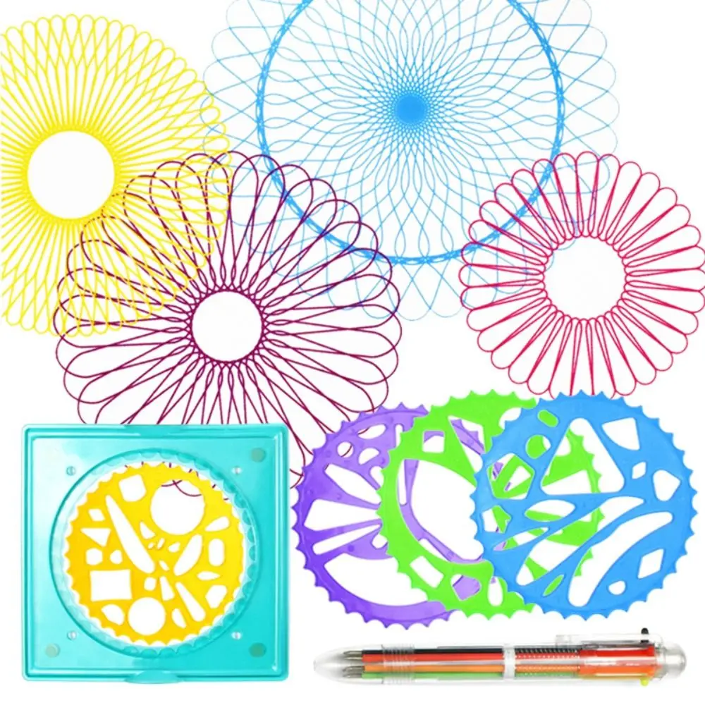 5/12/22PCS 맞물림 기어 휠 Spirograph 플라스틱 특수 모양의 기하학적 눈금자 예술 공예 드로잉 키트 학생