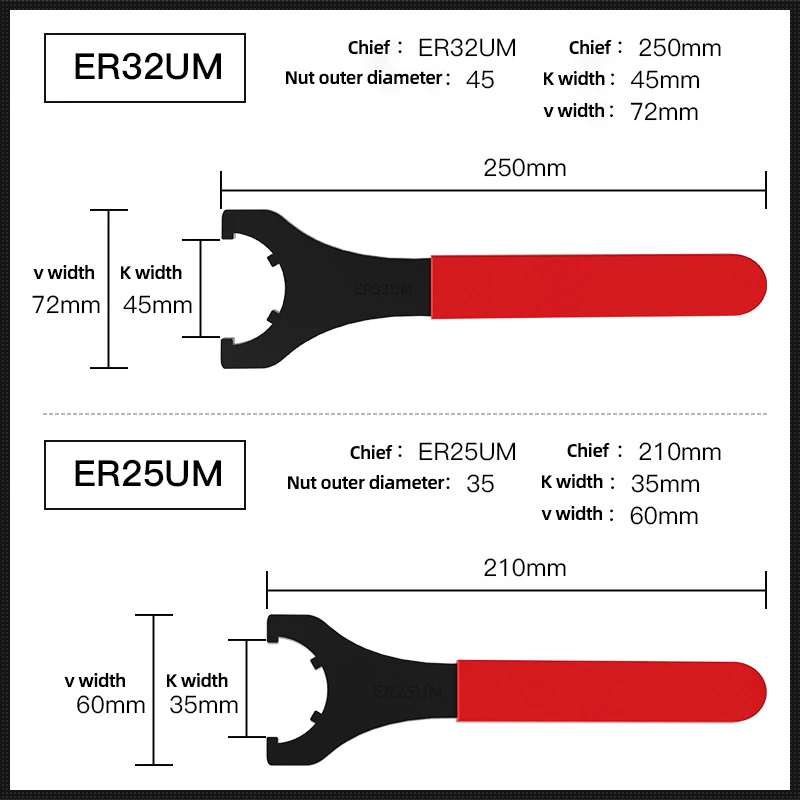 KaKarot M/UM Type ER Collet Chuck ER8A ER11A/ER16A/ER20A/ER25UM/ER32UM/ER40UM Nut Wrench CNC Milling Tool Lathe Tools ER Spanner