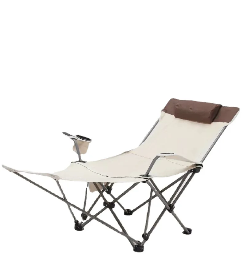 

Portable Camping Chair with Adult Detachable Footrest Mesh Folding Recliner,Can Sit and Lie Down,with Cup Holder