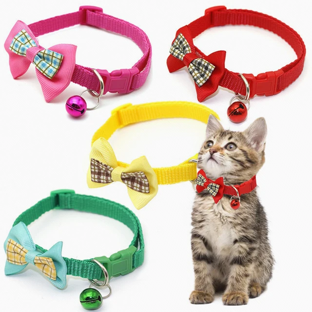 Adjustable Cat Collar Cute Bow Tie With Bell Pendant