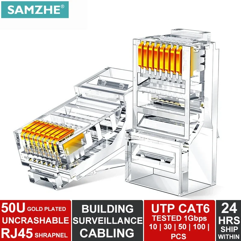 thumbnail image 2 of RJ45 Connector CAT6 Fast RJ 45 Ethernet Cable Plug... - Grandado 2 of 11