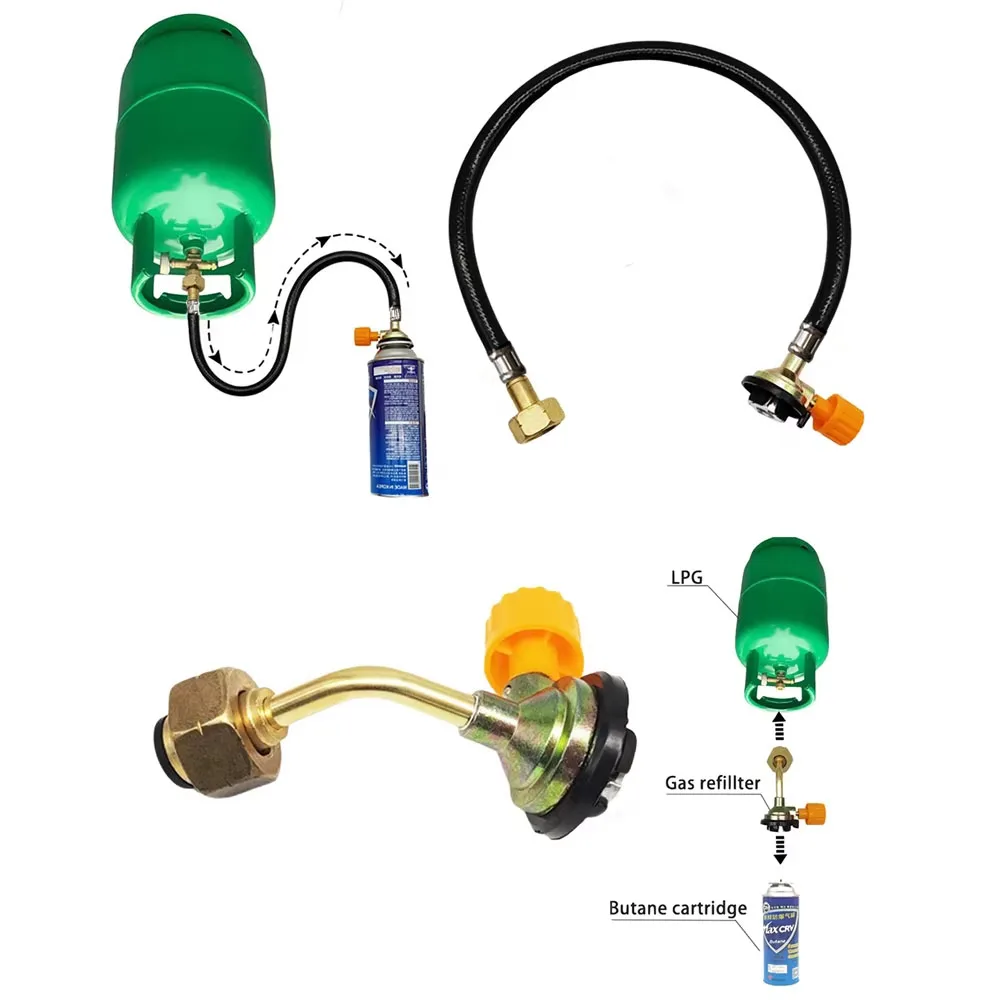 Leakproof Braided Gas Refill Hose with Rubber Adapter and Filling Coupler Accessories