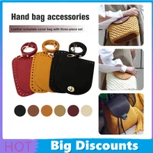 

Hand-Made Shoulder Bag Bottom Cover Straps Zine-Alloy Set Accessories DIY Needle Hook Fujibara Woven Bucket Bag Strap 4Pcs/Set