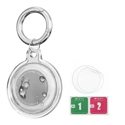 Airtag Holder Keychain - Durable Silicone Case (Waterproof - Clear WE)