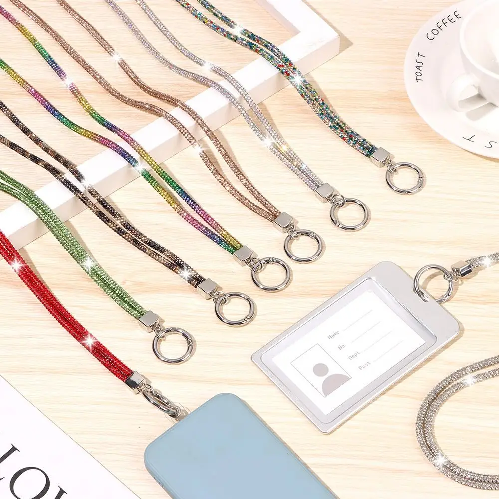 Sparkling Rhinestone Phone Lanyard with Anti-Lost Chain Strap