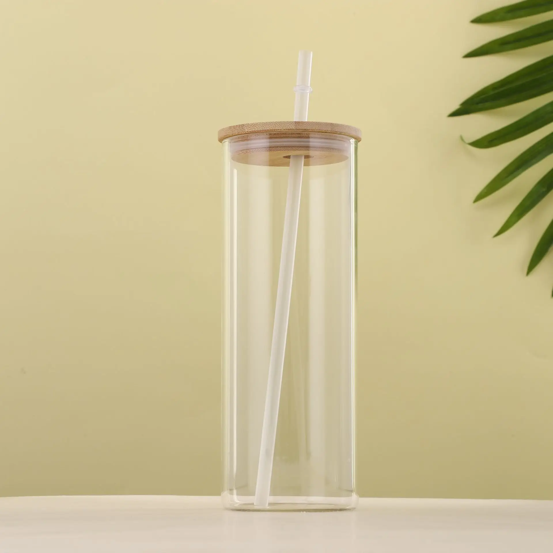 25 Oz Frosted Glass Tumbler W/ Clear Slide Lid