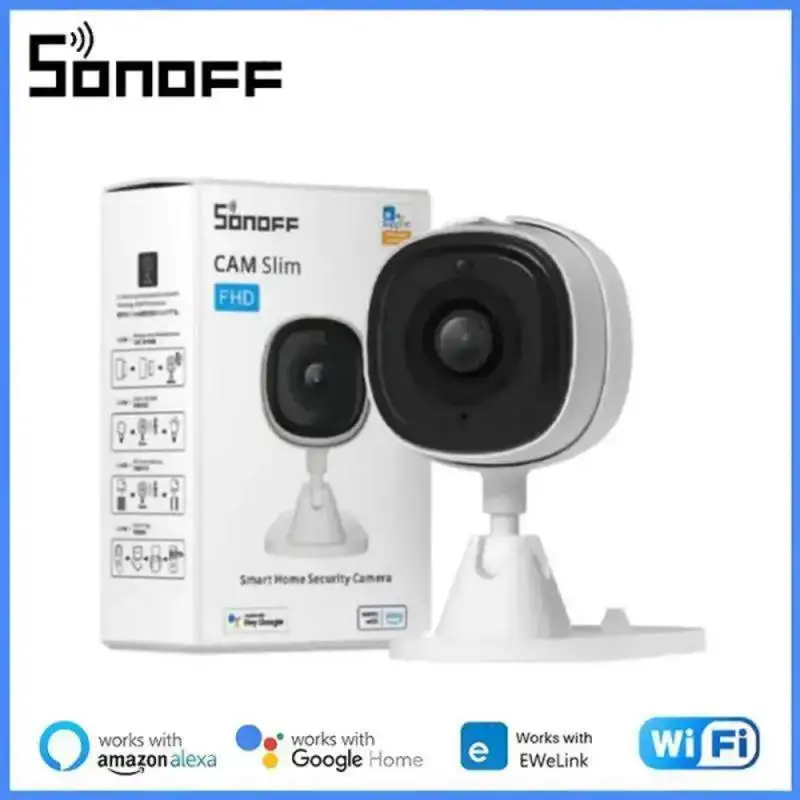 SONOFF CAM 슬림 와이파이 스마트 보안 카메라, 1080P HD 모션 알람, 양방향 오디오 장면 연결, EWeLink 앱 알렉사 구글 홈