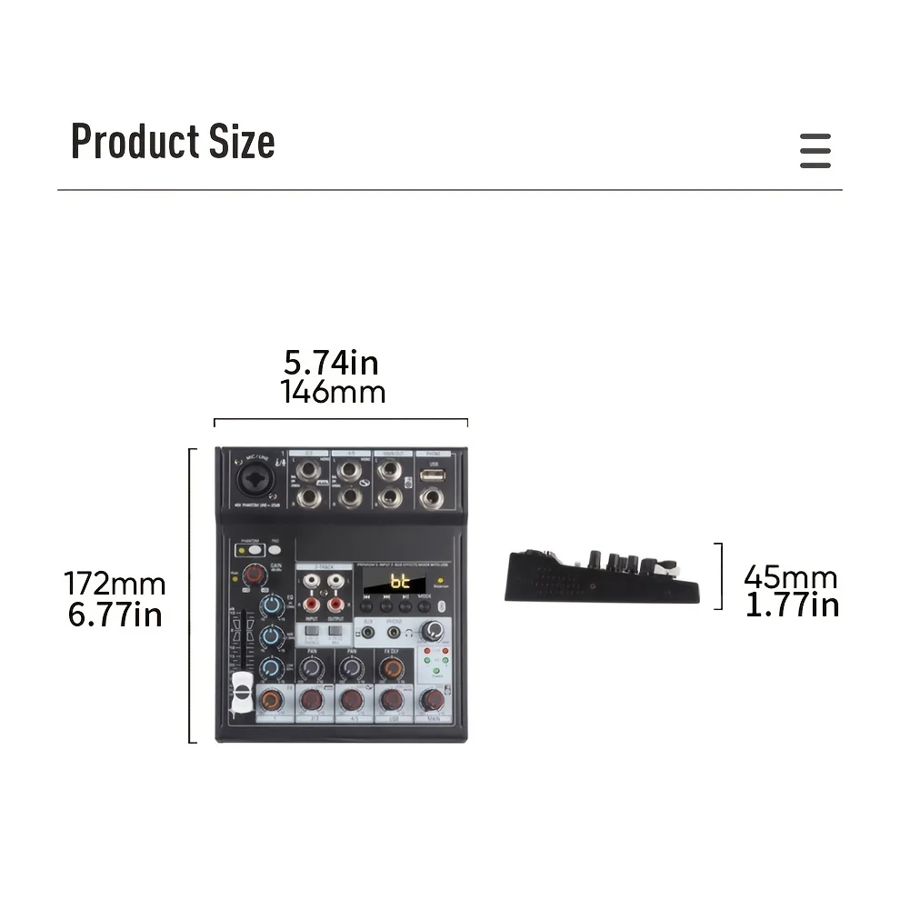 Portable Mixing Console 4 Channels Soundcard USB Play Record Computer Playback Mini Audio Mixer Broadcast Podcast TG502